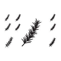 Naklejka premium Elegant rosemary sprig silhouette arrangement on a clean white background minimalist herb design for culinary and botanical applications