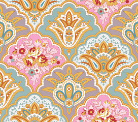 Classic Popular Flower Seamless pattern background - For easy making seamless pattern use it for filling any contours