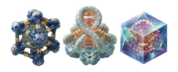 Intricate Abstract Shapes with Colorful Designs and Isolated Transparent Background