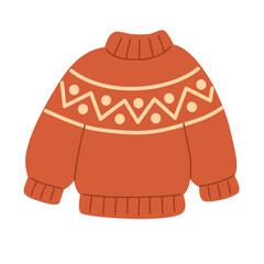 Knitted Sweater in Flat Style for Cozy Winter Season