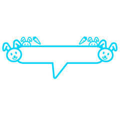 blue cute rabbit banner speech bar