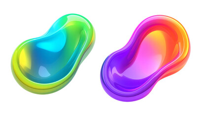  Two colorful amorphous frame designs isolated on transparent background