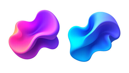  Two colorful gradient blob variations isolated on transparent background