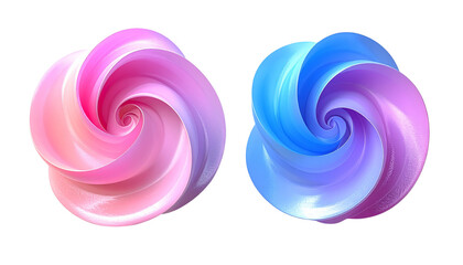 Two colorful spiral ribbon designs isolated on transparent background