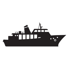 Obraz premium Silhouette of a large cruise ship on a white background offering travel vacation and leisure possibilities for passengers exploring the ocean