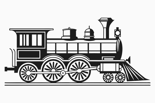 Vector art of vintage steam locomotive