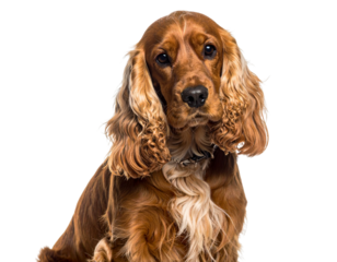 Adult cocker spaniel dog posing over isolated transparent background