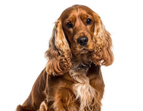 Adult cocker spaniel dog posing over isolated transparent background