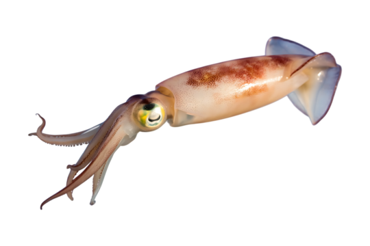 fresh squid high focused and detailed image isolated on transparent background