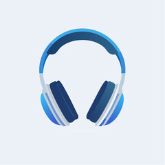 Illustrative Graphic Depicting Modern Blue Headphones, Isolated on a Plain Background