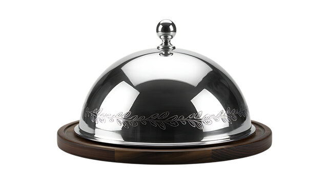 Photo of a silver serving dome or Cloche isolated on transparent background image