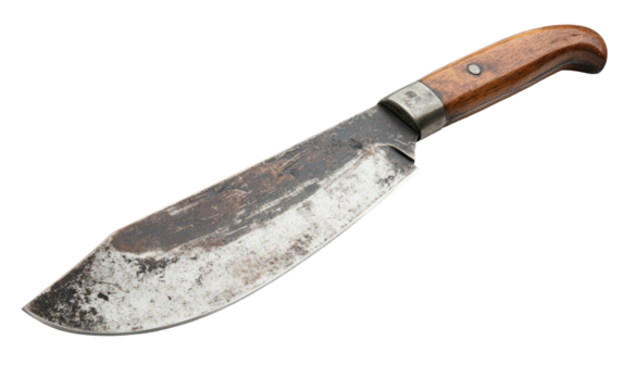 Worn cleaver with a wooden handle