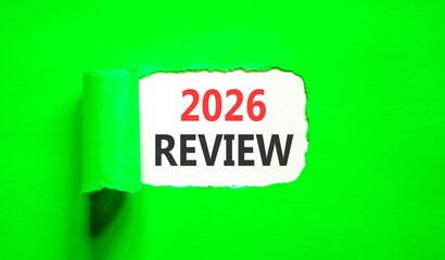 2026 Review symbol. Concept words 2026 Review on beautiful white paper. Beautiful green paper background. Business and 2026 review concept. Copy space.