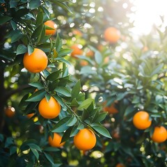 Vibrant Orange Tree - A Burst of Citrus Delight in the Orchard.