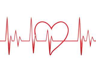 Heart shape integrated into a cardiogram line, isolated on transparent background