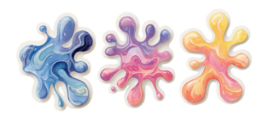 Colorful Liquid Splash Forms Isolated on Transparent Background for Creative Design