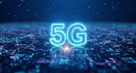 Glowing 5g logo on a futuristic circuit board background, highlighting highspeed data transmission and digital innovation animated 4k video - Powered by Adobe