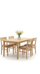 Fototapeta premium Elegant Wooden Dining Set with Floral Centerpiece for Home Decor.