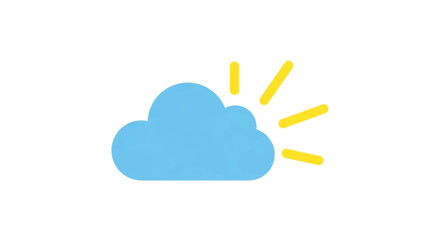 Illustration of a sun partially hidden behind a cloud, representing weather, sunshine, and overcast conditions