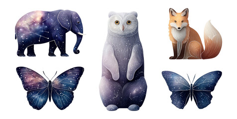 Intricate Cosmic Animal Illustrations Featuring Unique Styles and Designs
