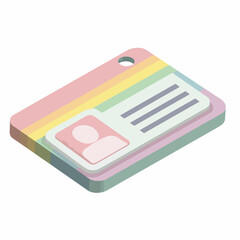 Isometric Minimalist ID Card Icon Vector