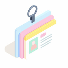 Isometric Minimalist ID Card Icon Vector