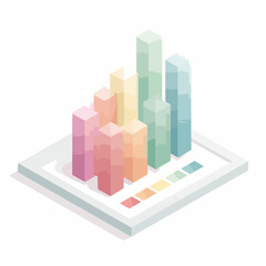 Isometric Line Chart Minimalist Icon Design