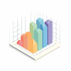 Isometric Line Chart Minimalist Icon Design
