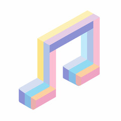 Isometric Music Note Flat Design Icon