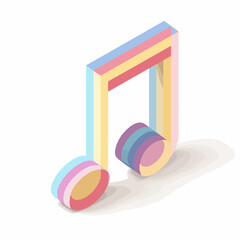 Isometric Music Note Icon Minimalist Vector