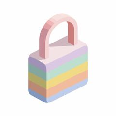 Isometric Minimalist Lock Icon in Vector Style