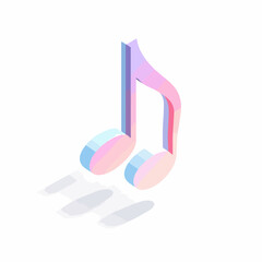 Isometric Minimalist Music Note Icon Design