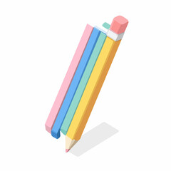 Isometric Pencil Flat Vector Minimalist Design