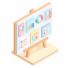 Elegant Isometric Presentation Board Icon Design