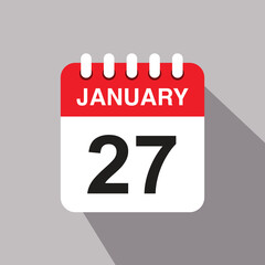 27 january calendar date icon. vector illustration with shadow design.