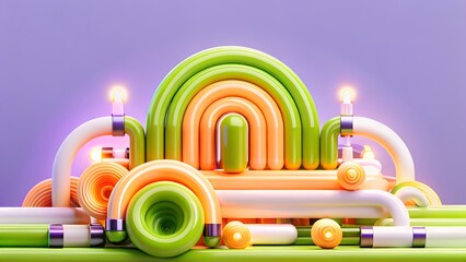 Vibrant Neon Tubes  Modern  Abstract Background with Futuristic Glow