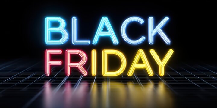 retro black friday promo, s-inspired black friday promotion template with grainy gradients, pixel fonts, neon grid, and bold discount stickers for a nostalgic look