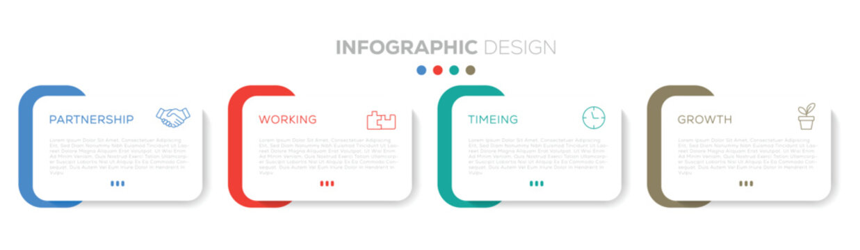 Infographic design template. timeline concept with 4 step or option. can be used for business tamplate. Process diagram, 4 options on white background, Infographic elements vector illustration.