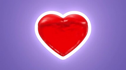 Vibrant red heart glowing with love and affection on a soft purple background - Powered by Adobe