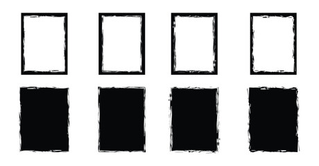 Set of grunge Hand-drawn grunge square frames and rough brush stroke set. vector grunge square overlays and frames for your design. vector illustration.