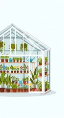 Greenhouse Haven - A Vibrant Collection of Potted Plants.