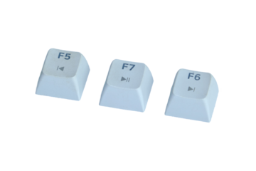 Three Function Keys F5 F6 F7 With Play Pause Symbols On White Keyboard Keys