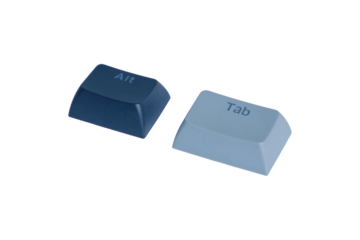 Alt And Tab Keyboard Keys Close Up: Blue And Light Blue Keys On White Background