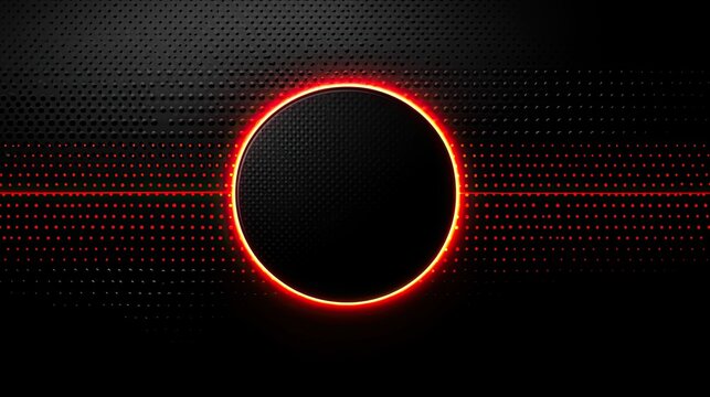 Abstract dark background with glowing red circle.