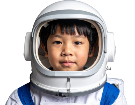 Child headshot portrait dressed like an astronaut