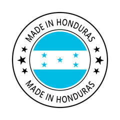 Honduras Made in Stamp in circle with flag Vector template on white background