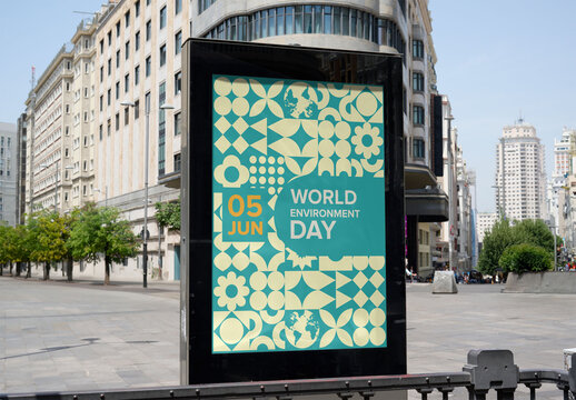 Urban Advertising Panel Mockup in Madrid