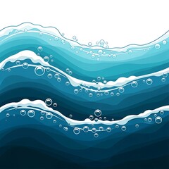 Dynamic Water Waves with Bubbles - A Refreshing Aquatic Illustration.