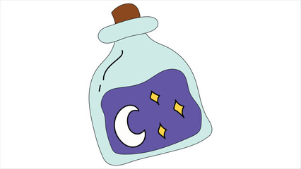  Magical Liquid Potion Bottle Tilted Vector Illustration