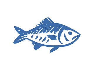 Fish sketch with textured brush stroke vector illustration